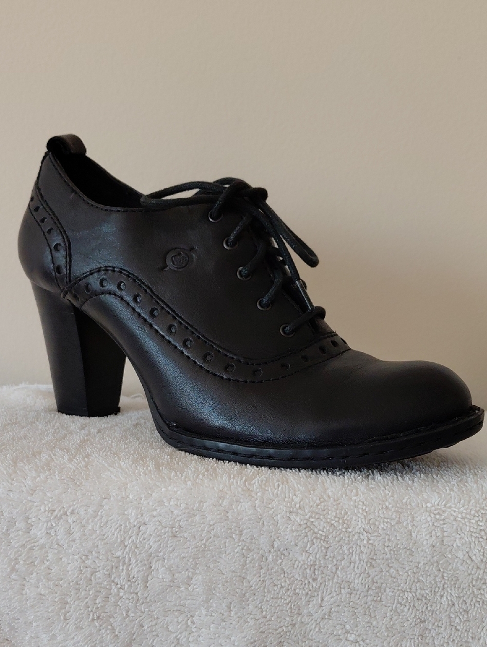 Born Black Lace-Up Brogue Heel Pumps - Picture 2 of 4